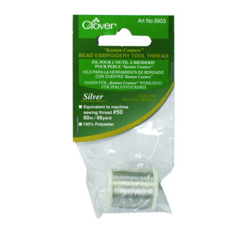 Clover Kantan Courture Bead Embroidery Thread, Silver